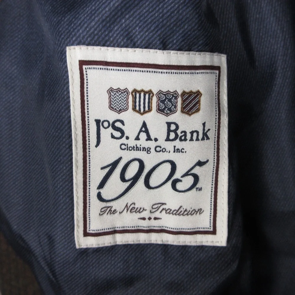 Jos A Bank Jacket Mens 46‎ R Brown Plaid Wool Blazer Tailored Fit Signature EUC